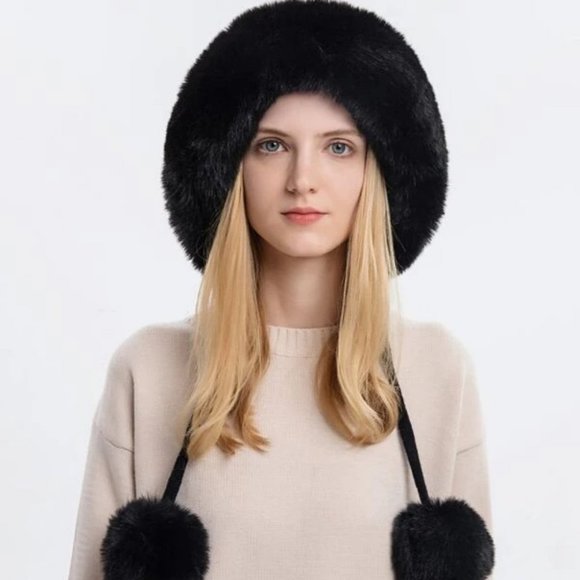 Faux fur trimmed & pom pom knit Hat winter Pink, black, cream, tan or gray - Picture 12 of 15